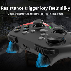 Wireless Gaming Controller | Multi-Platform with Dual Motor Vibration | Turbo & Phone Holder | Black, Red & Blue