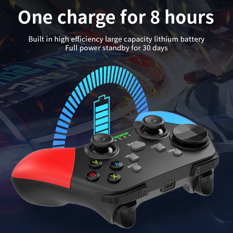 Wireless Gaming Controller | Multi-Platform with Dual Motor Vibration | Turbo & Phone Holder | Black, Red & Blue