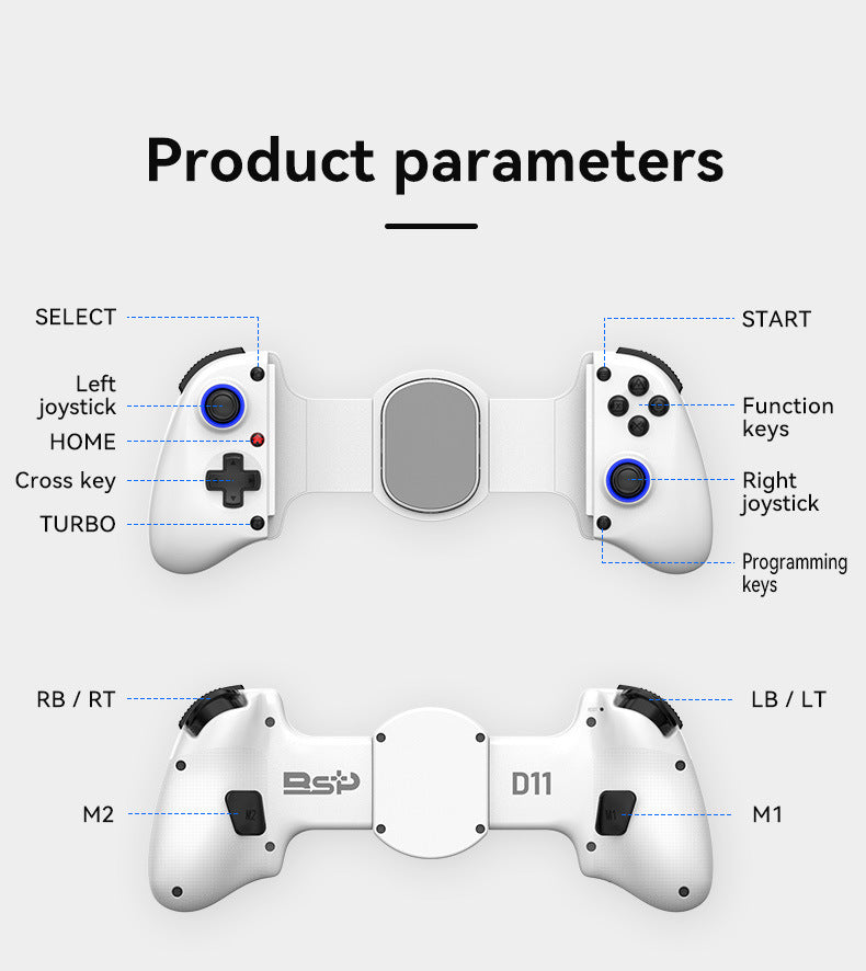 Telescopic Gaming Controller | Multi-Platform | Hall Triggers & 3D Joysticks | Macro Programming | White