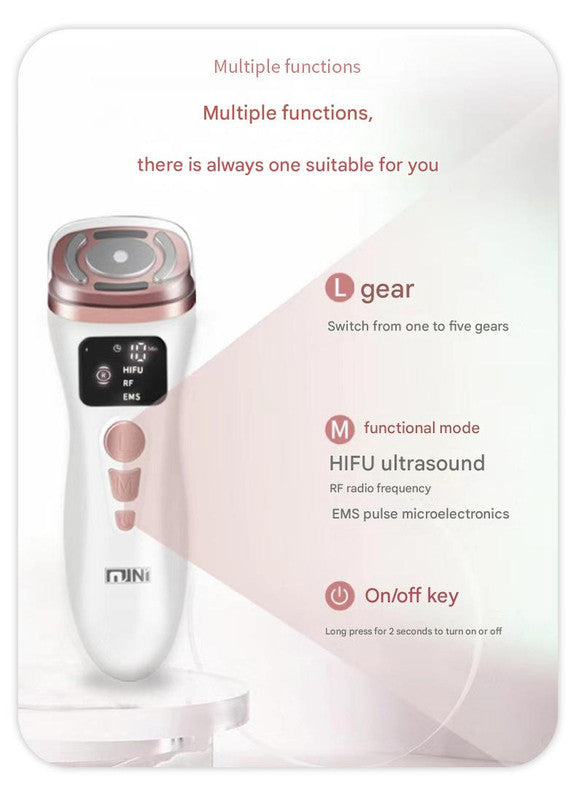 Facial Firming Device 3-in-1 | HIFU, RF & EMS Anti-Wrinkle Technology | White