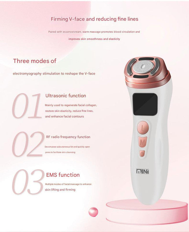 Facial Firming Device 3-in-1 | HIFU, RF & EMS Anti-Wrinkle Technology | White