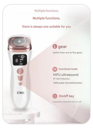 Facial Firming Device 3-in-1 | HIFU, RF & EMS Anti-Wrinkle Technology | Black