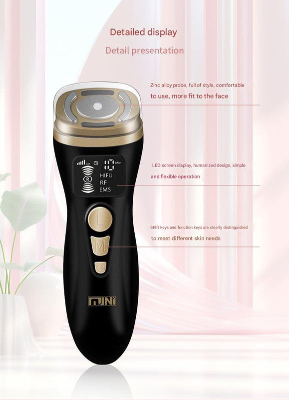 Facial Firming Device 3-in-1 | HIFU, RF & EMS Anti-Wrinkle Technology | Black