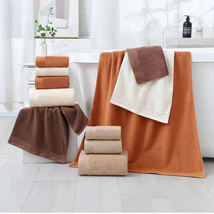 Luxury Combed Cotton Towel Set | Highly Absorbent & Durable | Bath, Hand & Face | Camel