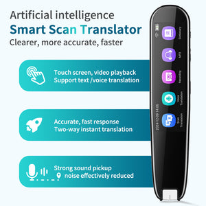 AI Translator Pen | 112+ Languages | Offline Mode | HD Touchscreen & Dictionary | Black