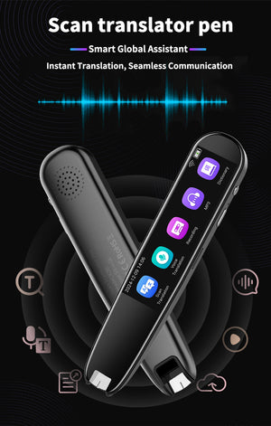 AI Translator Pen | 112+ Languages | Offline Mode | HD Touchscreen & Dictionary | Black