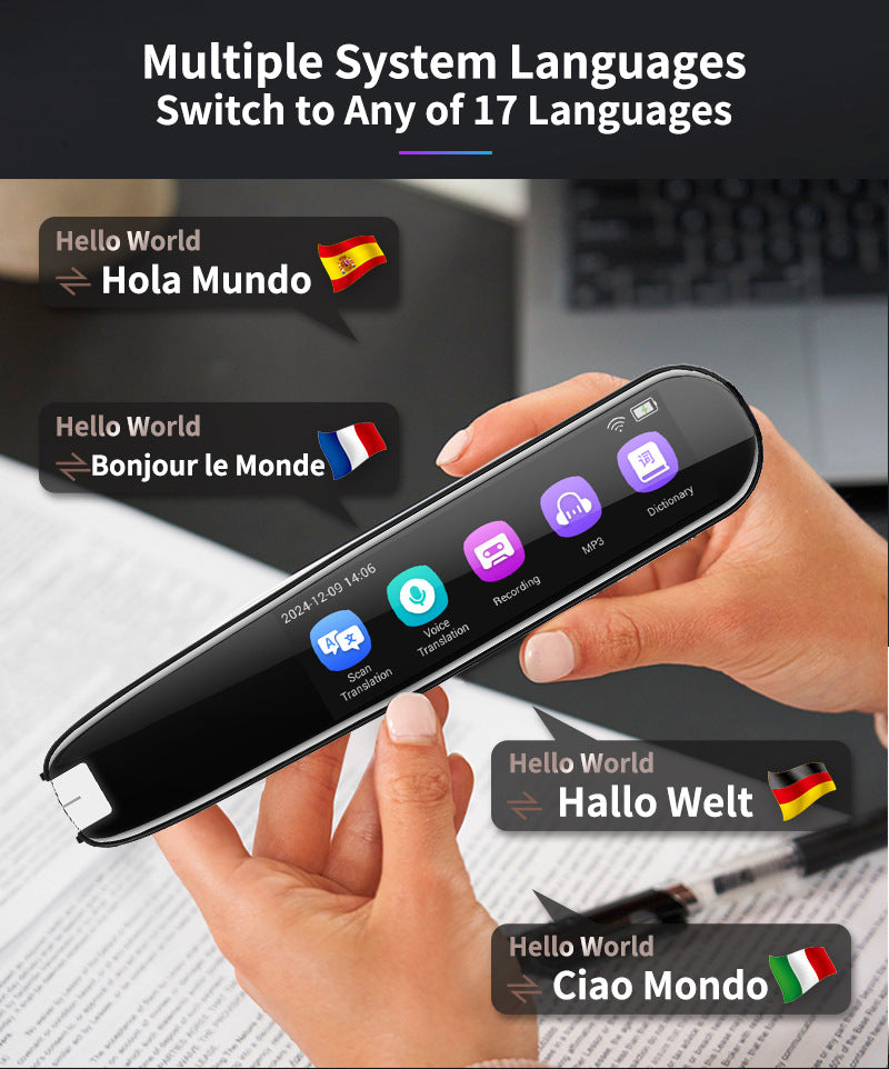 AI Translator Pen | 112+ Languages | Offline Mode | HD Touchscreen & Dictionary | Black