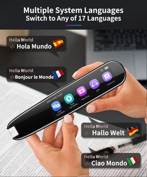 AI Translator Pen | 112+ Languages | Offline Mode | HD Touchscreen & Dictionary | Black