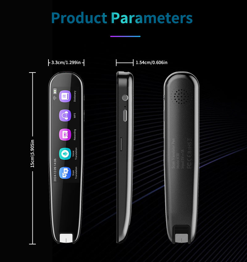 AI Translator Pen | 112+ Languages | Offline Mode | HD Touchscreen & Dictionary | Black