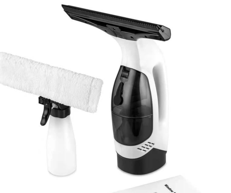 Window & Surface Vacuum Cleaner Kit | Cordless Rechargeable | Streak-Free Squeegee & Spray Bottle | White