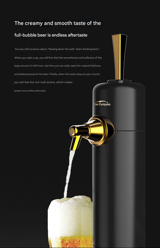 Beer Foam Maker & Dispenser | Ultrasonic Portable Tap | Cooling System for Cans & Bottles | Black