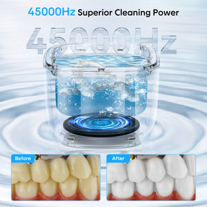 Ultrasonic Cleaner with UV Light | 45kHz for Dentures, Retainers, Jewellery & More | White