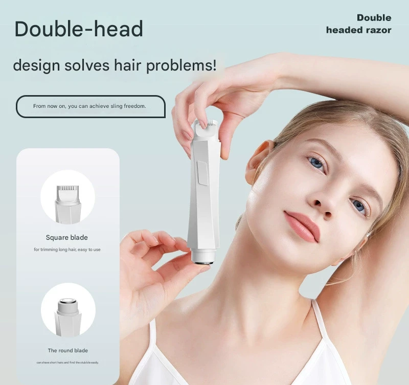 Women's Electric Body Shaver & Facial Trimmer 2-in-1 | IPX7 Waterproof | Dual Head with Ceramic Blades | USB Rechargeable | White