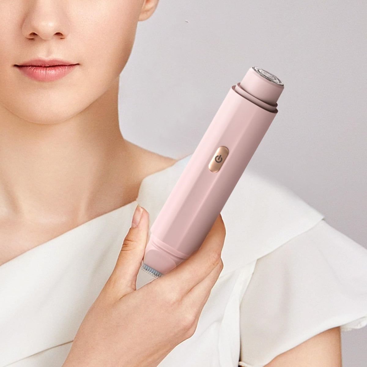 Women's Electric Body Shaver & Facial Trimmer 2-in-1 | IPX7 Waterproof | Dual Head with Ceramic Blades | USB Rechargeable | White