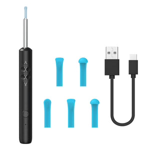 Smart Visual Ear Cleaner with Camera | Gentle Silicone Tips | USB-C Rechargeable Otoscope | Black Basic Edition