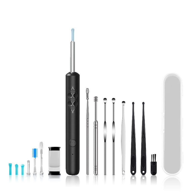Smart Visual Ear Cleaner with Camera | Gentle Silicone Tips | USB-C Rechargeable Otoscope | Black Premium Edition