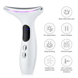Neck & Face Beauty Device 4-in-1 | LED Light Therapy, EMS Lifting & Anti-Wrinkle Massager | Black