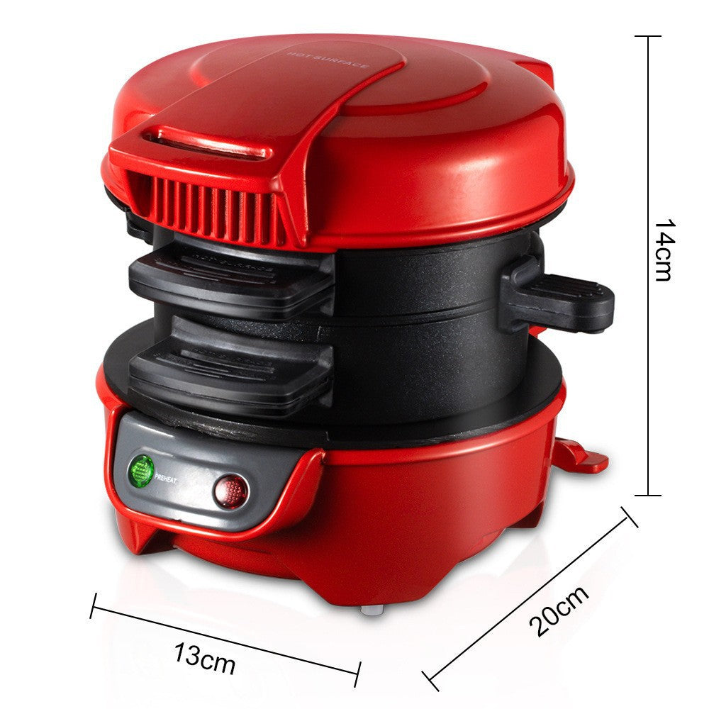 Sandwich & Burger Maker | Quick Multi-Layer Cooker with Egg Plate | Red