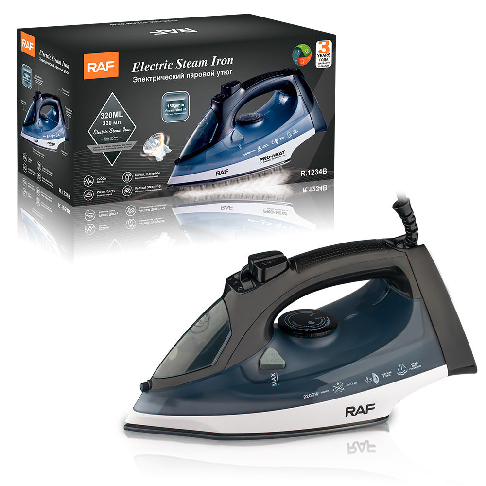 Electric Steam Iron 2200W | Ceramic Soleplate | Vertical Steam Function | Blue