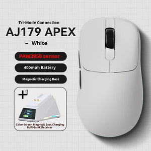 Gaming Mouse | Tri-Mode Wireless | 8000Hz Polling Rate | PAW3950 Sensor with Magnetic Charging Dock | White