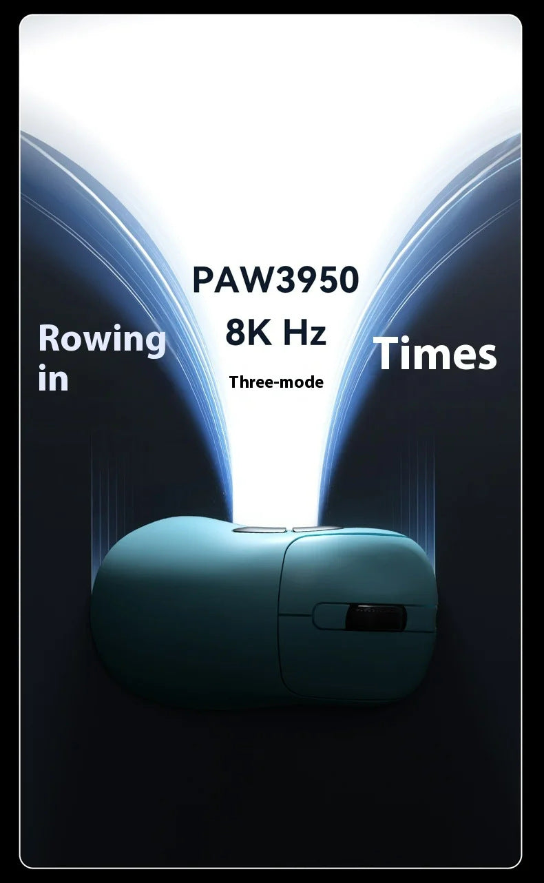 Gaming Mouse | Tri-Mode Wireless | 8000Hz Polling Rate | PAW3950 Sensor with Magnetic Charging Dock | White