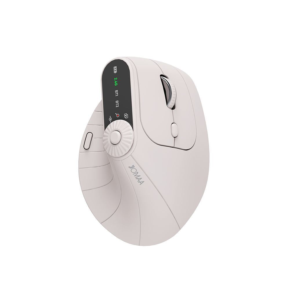 Ergonomic Vertical Mouse | 2.4G/Bluetooth Multi-Mode | LED Display | 57° Angle | 400mAh Battery | Beige