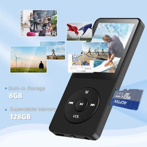 Digital Music Player | Bluetooth 5.4 | Hi-Fi Lossless Sound | 8GB Storage | Expandable | Black + 8GB