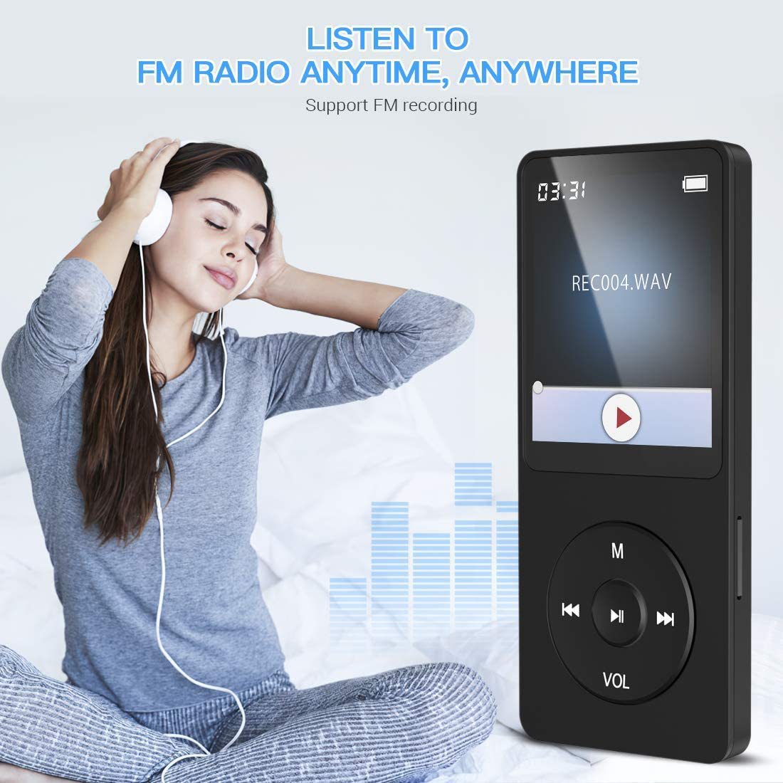 Digital Music Player | Bluetooth 5.4 | Hi-Fi Lossless Sound | 8GB Storage | Expandable | Black + 32GB
