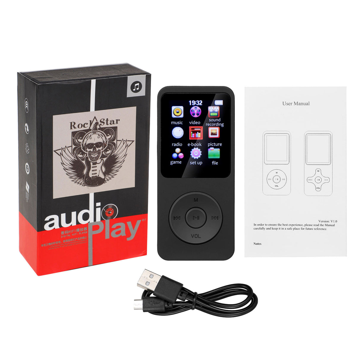 Digital Music Player | Bluetooth 5.4 | Hi-Fi Lossless Sound | 8GB Storage | Expandable | Black + 32GB