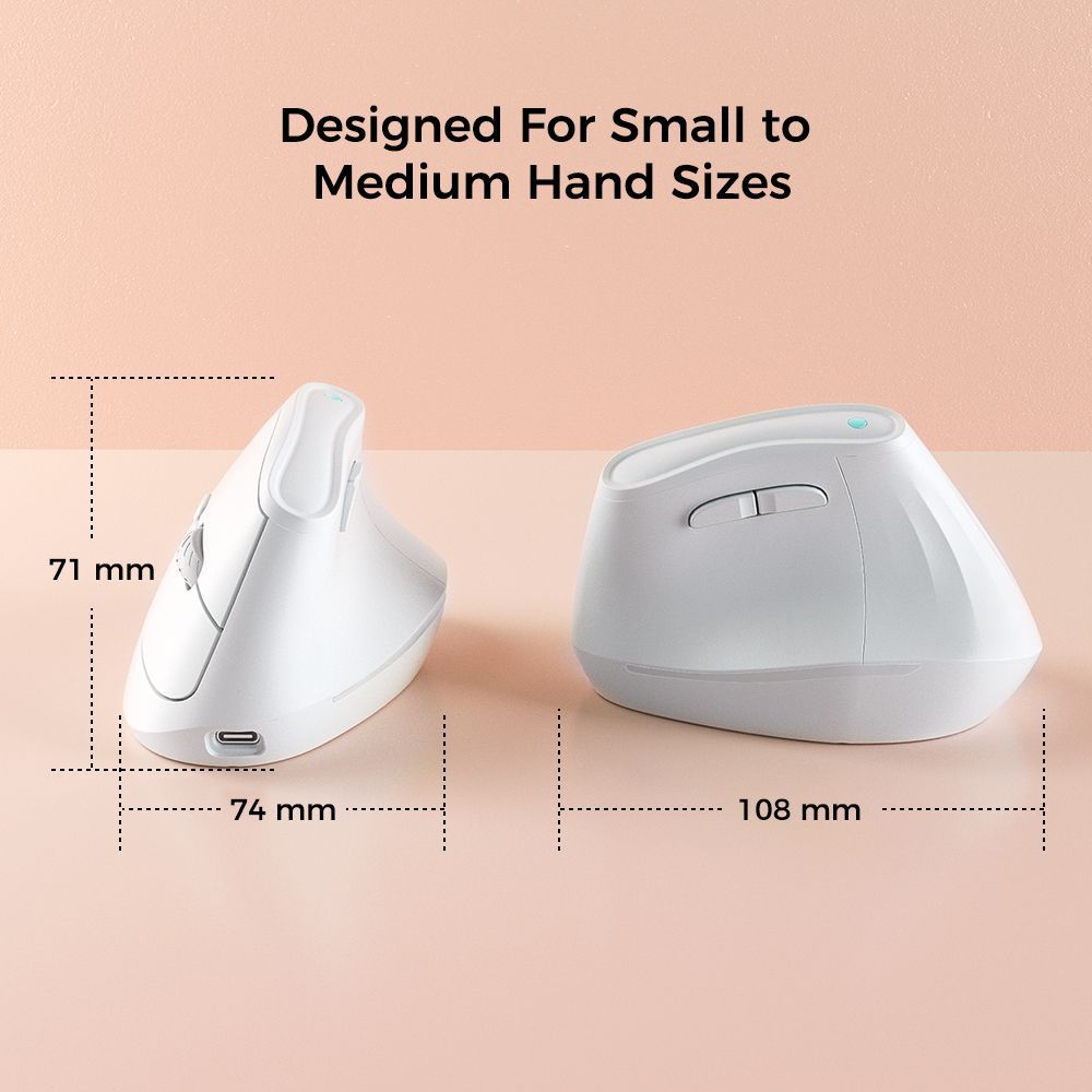 Ergonomic Vertical Mouse | Multi-Device Bluetooth 5.0 & 2.4G Wireless | Adjustable DPI | Silent Click | Black