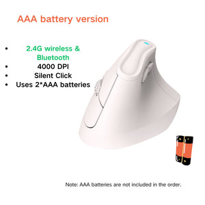 Ergonomic Vertical Mouse | Multi-Device Bluetooth 5.0 & 2.4G Wireless | Adjustable DPI | Silent Click | Pale Pinkish Grey