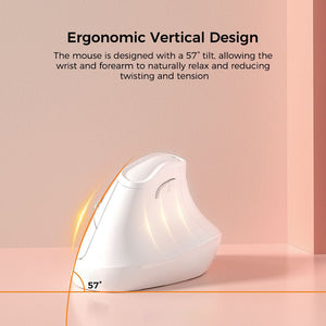 Ergonomic Vertical Mouse | Multi-Device Bluetooth 5.0 & 2.4G Wireless | Adjustable DPI | Silent Click | Pale Pinkish Grey