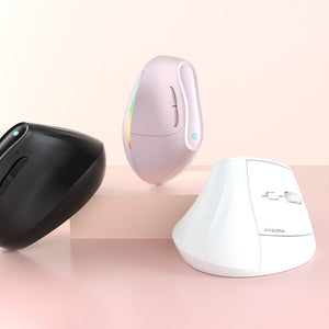 Ergonomic Vertical Mouse | Multi-Device Bluetooth 5.0 & 2.4G Wireless | Adjustable DPI | Silent Click | Pale Pinkish Grey