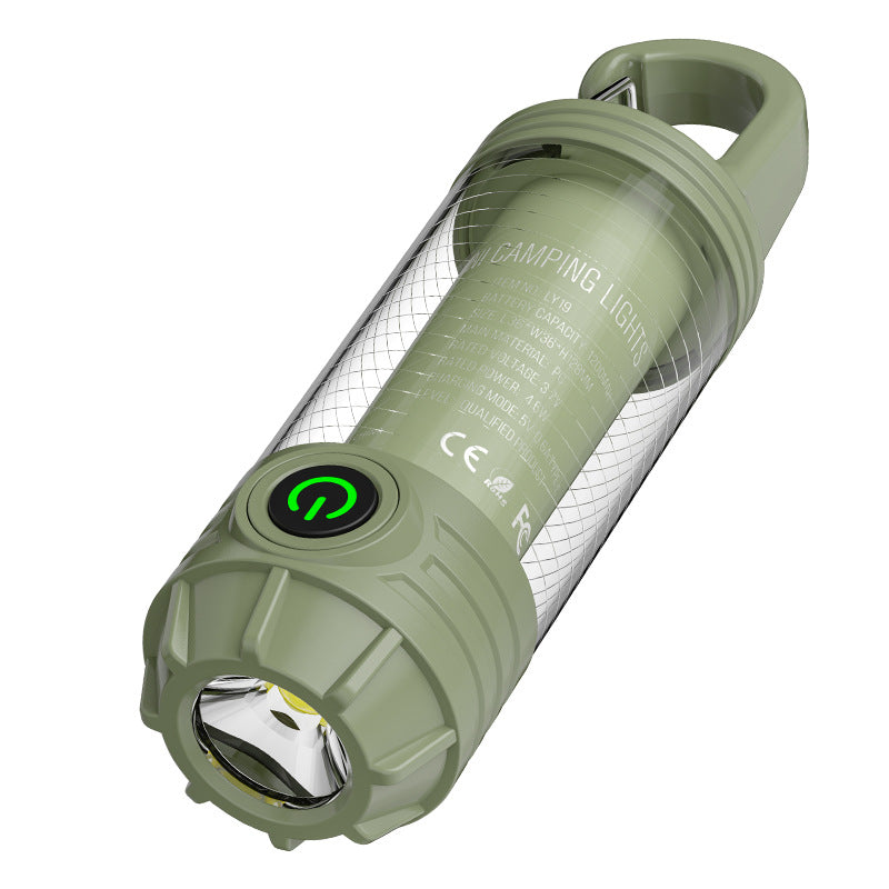 Camping Lantern & Flashlight | Tri-Color Rechargeable | 360° Ambient Light & Hook | Green