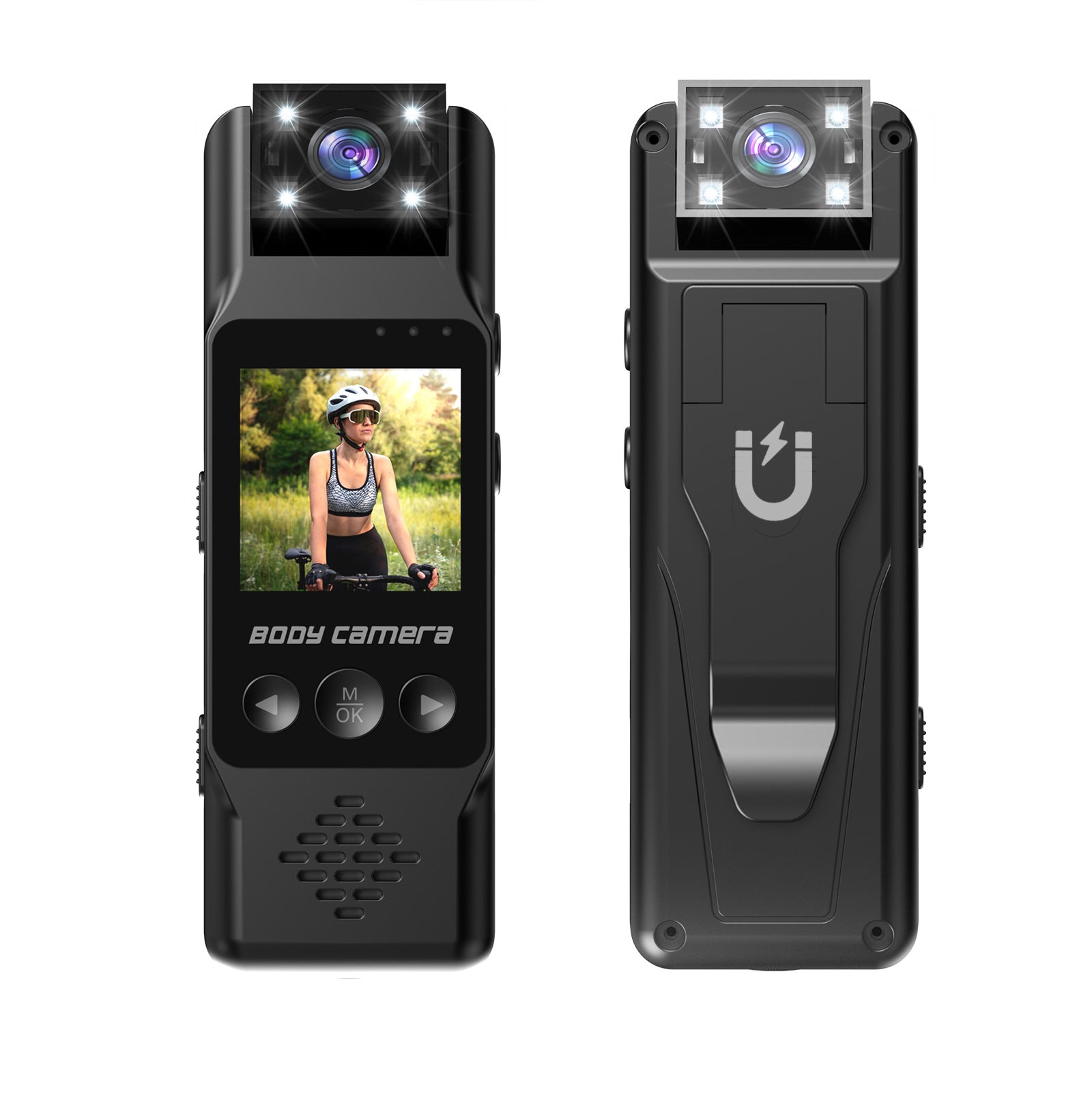 Mini Body Camera | 180° Rotatable Lens | Night Vision & Motion Detection | 1.3" Screen | Black