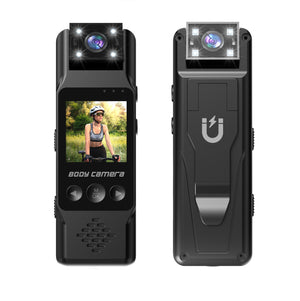 Mini Body Camera | 180° Rotatable Lens | Night Vision & Motion Detection | 1.3" Screen | Black + 32GB