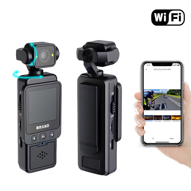 Compact Body Camera | 180° Rotatable Lens | Night Vision | WiFi & Fill Lights | Black