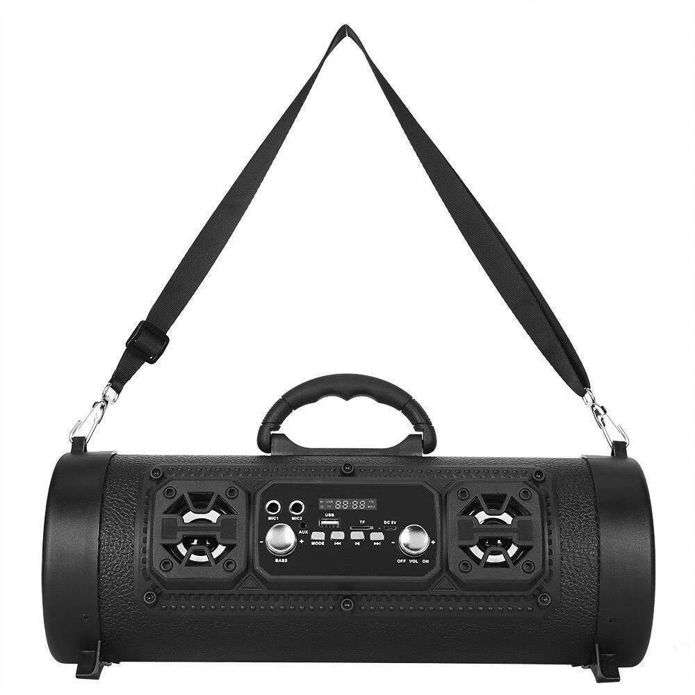 Portable Wireless Speaker | FM Radio | USB/TF Playback | AUX & Microphone Support | 2000mAh Battery | Black
