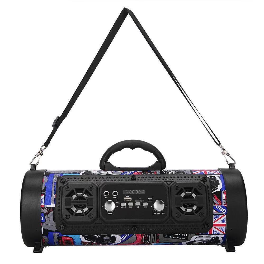 Portable Wireless Speaker | FM Radio | USB/TF Playback | AUX & Microphone Support | 2000mAh Battery | Blue & Black
