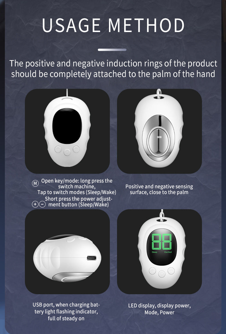 Sleep Aid Device | Handheld Microcurrent Pulse Massager | USB Rechargeable | Black Finish