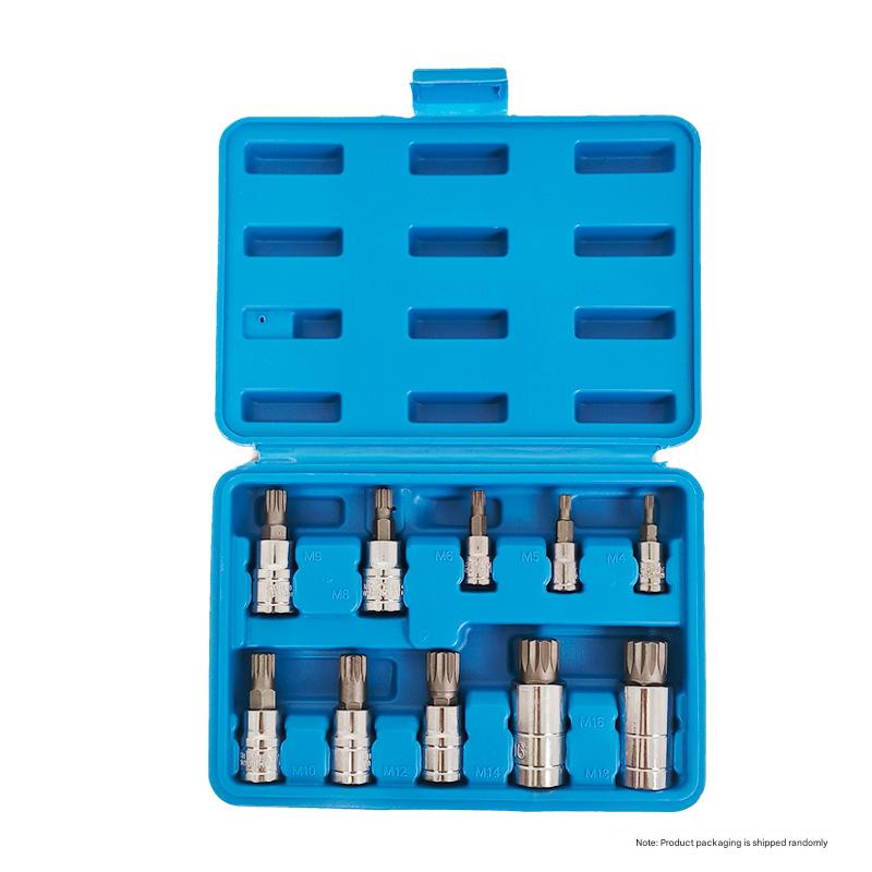 Spline Bit Socket Set 10-Piece | M-Type | Chrome Steel | Storage Case | Blue Finish