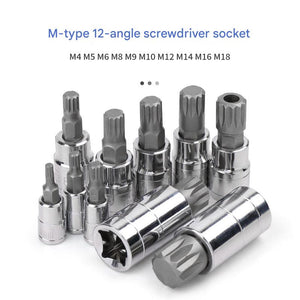 Spline Bit Socket Set 10-Piece | M-Type | Chrome Steel | Storage Case | Blue Finish