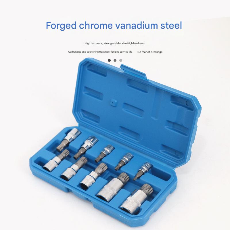 Spline Bit Socket Set 10-Piece | M-Type | Chrome Steel | Storage Case | Blue Finish