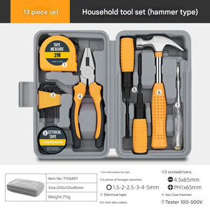 Household Tool Kit 13-Piece | Compact Home Repair & DIY Set with Storage Case | Yellow Finish