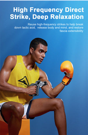 Percussion Massage Gun | Professional Deep Tissue | 30 Speeds | 6 Heads & LCD Touch Screen | Grey Finish