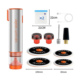 Handheld Vacuum Sealer & Inflator Kit | Multi-Function Electric | For Food Bags, Jars, Wine & Balls | Grey & Orange