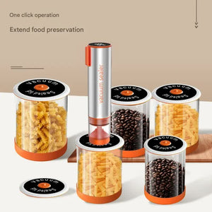 Handheld Vacuum Sealer & Inflator Kit | Multi-Function Electric | For Food Bags, Jars, Wine & Balls | Grey & Orange