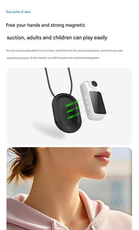 Mini Camera 2.7K | Thumb-Sized | 180° Rotatable Lens with Magnet Mount | Black + 128GB