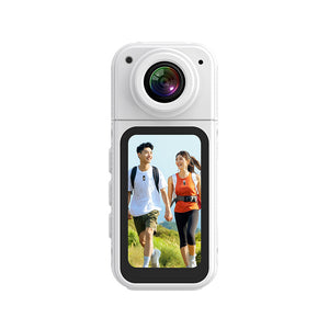 Mini Camera 2.7K | Thumb-Sized | 180° Rotatable Lens with Magnet Mount | White + 64GB