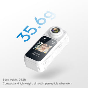 Mini Camera 2.7K | Thumb-Sized | 180° Rotatable Lens with Magnet Mount | White + 128GB